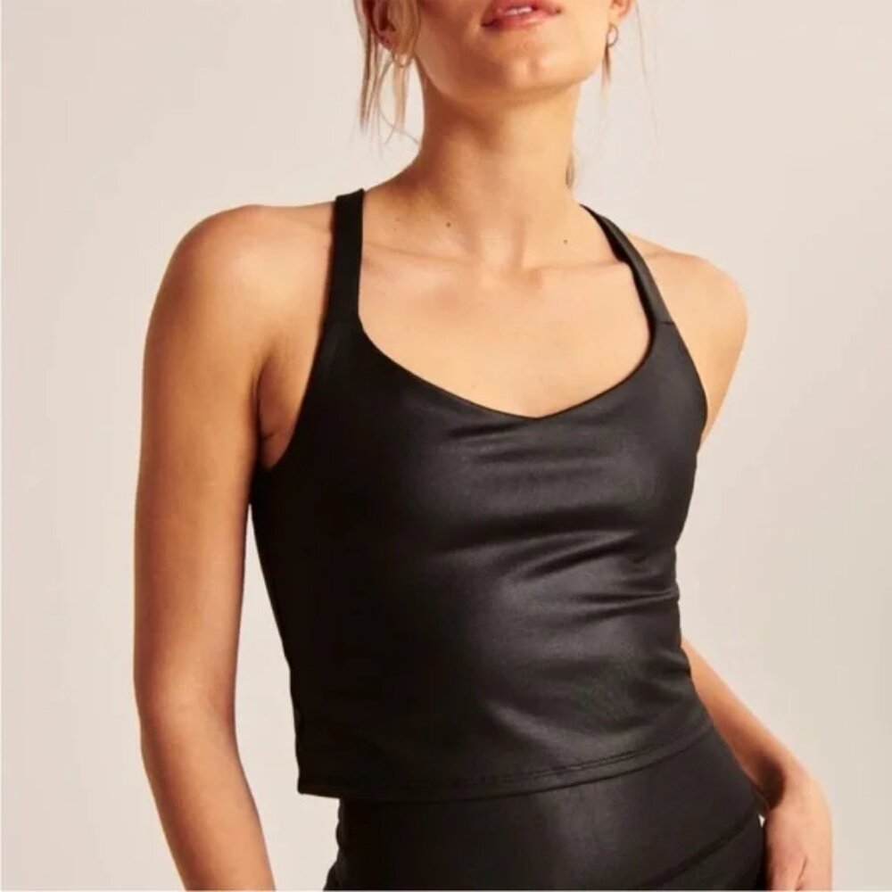 Abercrombie & Fitch Black Faux Cropped Tank Top Size Medium